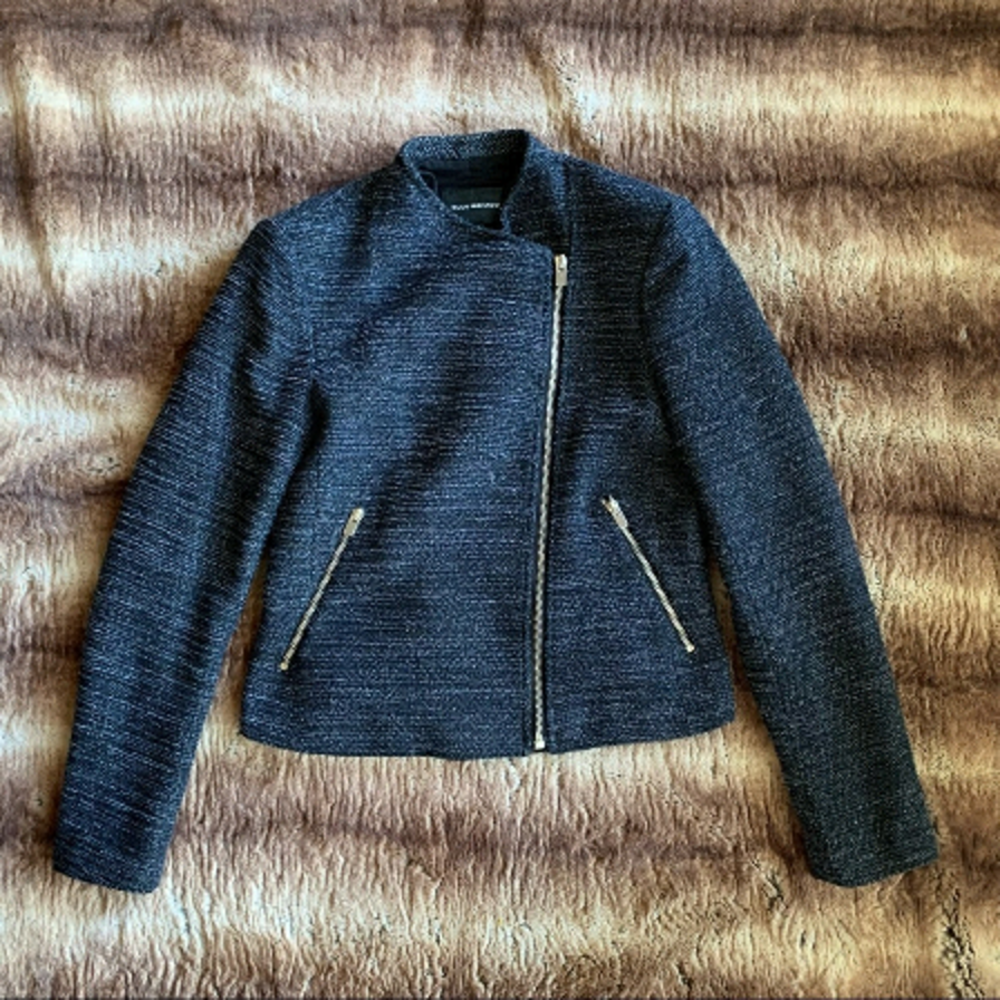 Club Monaco Tweed Asymmetrical Moto Blazer